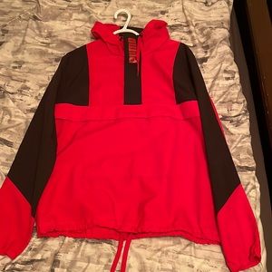 Red and black mens windbreaker puma size medium